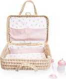 Valigia in vimini con accessori per bambola