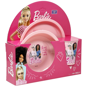 BARBIE SET DA TAVOLA PIATTO PIANO + FONDO + BICCHIERE