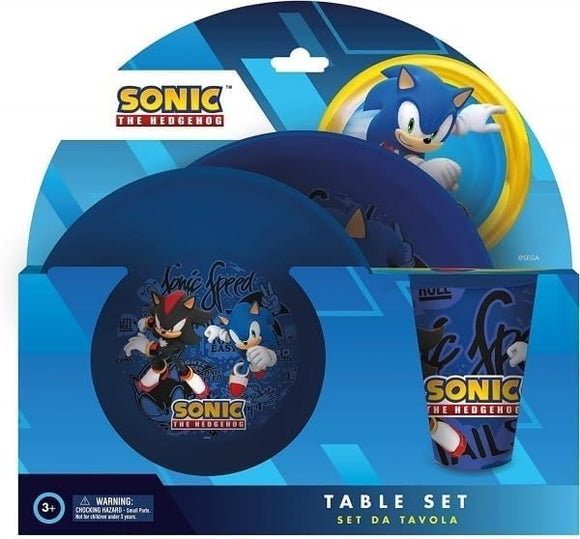 Sonic Set Pappa 3 pezzi Piatto Piano Piatto Fondo Bicchiere 260ml