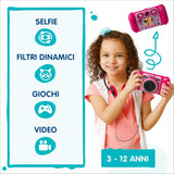 VTech Kidizoom Duo DX Rosa, Macchina Fotografica per Bambini con +75 Filtri, Foto e Video