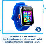 VTech Kidizoom Smartwatch DX2 Blu, Orologio Interattivo per Bambini con Doppia Fotocamera, Schermo Touch a Colori