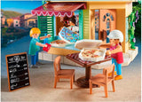 Playmobil City Life 70336, Pizzeria con tavoli all'aperto, Con effetti luminosi