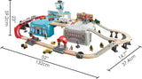 Set Mega Metropoli Hape | 80 pz | Trenini, aeroporto, stazione, cantiere e box multiuso