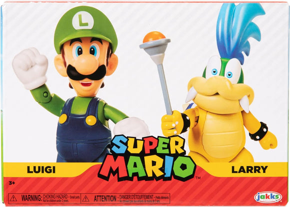 Nintendo Super Mario – Action Figure di Luigi e Larry Koopa Alte 10 cm,