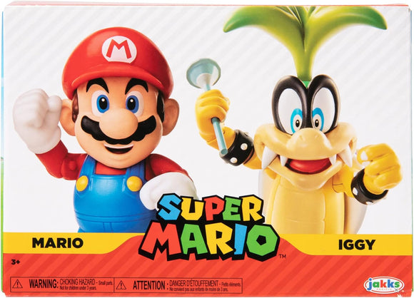 Nintendo Super Mario – Action figure di Mario e Iggy Koopa alte 10 cm