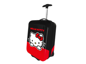 Trolley Hello Kitty bagaglio a mano in abs e metallo rosso e nero a 2 ruote