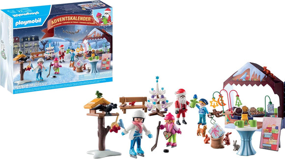 PLAYMOBIL Christmas 71472 Calendario dell'Avvento: Mercatini di Natale, 24 entusiasmanti sorprese