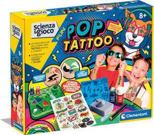 Clementoni - 19356 - Scienza e Gioco Fun - Pop Tattoo - Fabbrica Tatuaggi Per Bambini