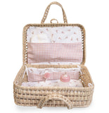 Valigia in vimini con accessori per bambola