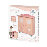 Armadio in legno per bambole Tulipe con grucce