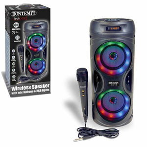 BONTEMPI - CASSA TORRE ACUSTICA WIRELESS CON MICROFONO E LUCI RGB