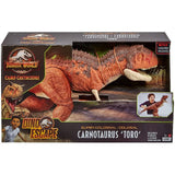 Jurassic World- Dinosauro Carnotauro Toro Super Colossale da 91 cm con Apertura sulla Pancia, Mastica e Divora - Mattel