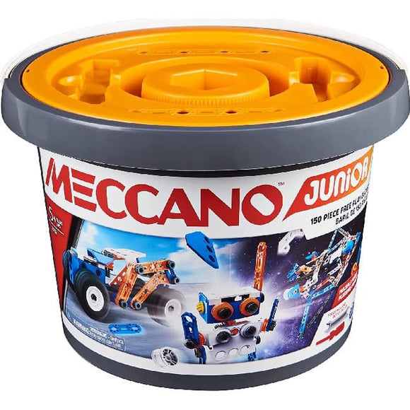 Meccano Junior, kit di costruzioni, secchiello da 150 pezzi per gioco creativo