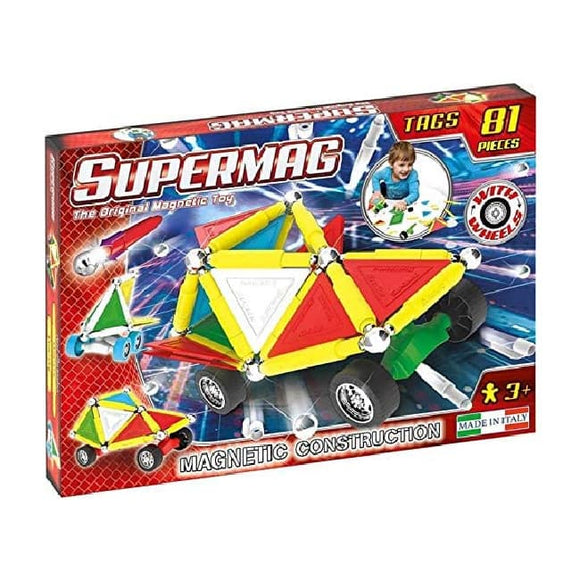 Supermag, LineaTags Wheels, Giocattolo a Puzzle Magnetico