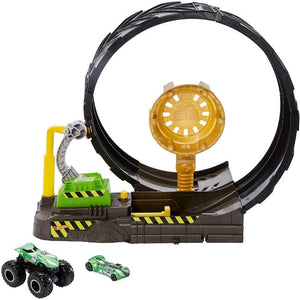 Hot Wheels- Sfida nel Loop, Playset Pista con Monster Truck e Macchinina