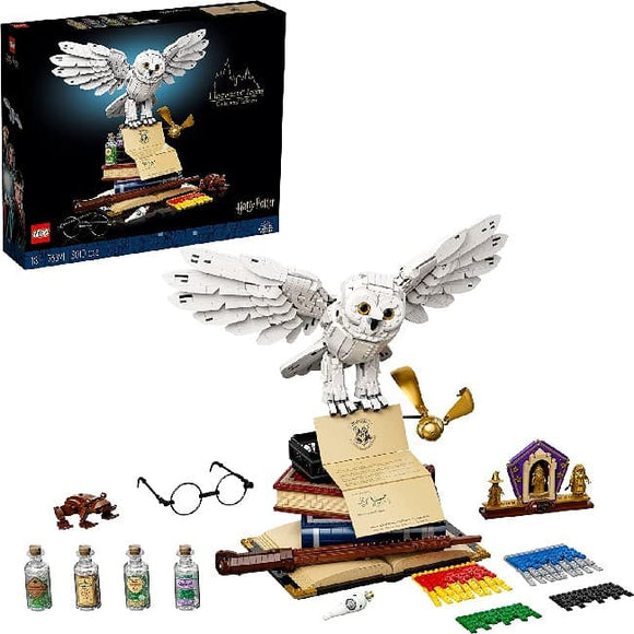 LEGO Harry Potter 76391 Icone di Hogwarts - Edizione del Collezionista, Set da Collezione con Edvige e 3 Minifigure d'Oro